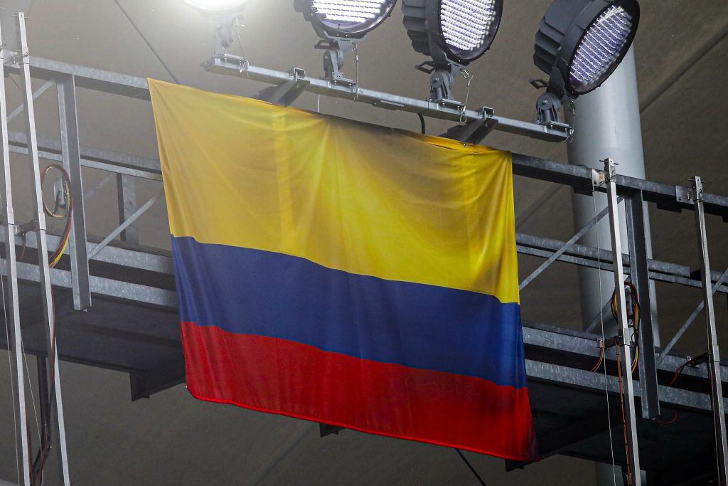 GELSENKIRCHEN - flag of Colombia during the friendly international match between Germany and Colombia at the Veltins-Arena on June 20, 2023 in Gelsenkirchen, Germany. AP | Dutch Height | BART STOUTJESDYK (Photo by ANP via Getty Images)