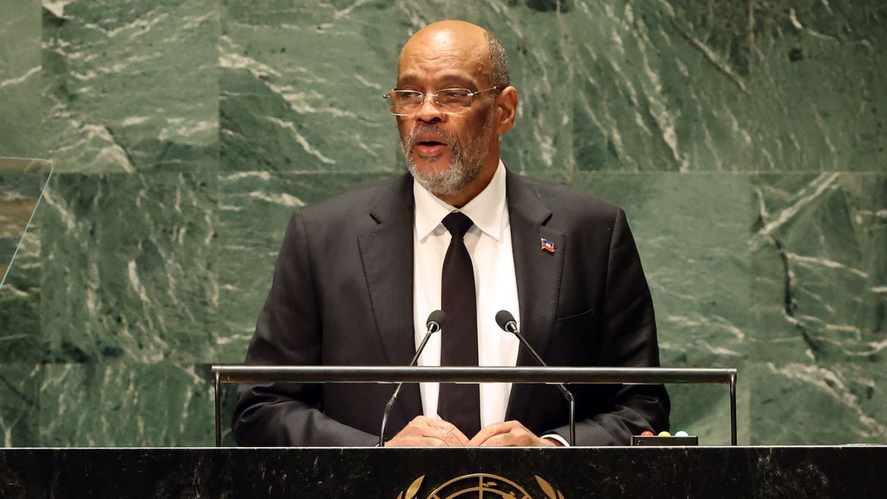 El primer ministro haitiano, Ariel Henry, se dirige a los líderes mundiales durante la Asamblea General de las Naciones Unidas (ONU) el 22 de septiembre de 2023 en la ciudad de Nueva York.