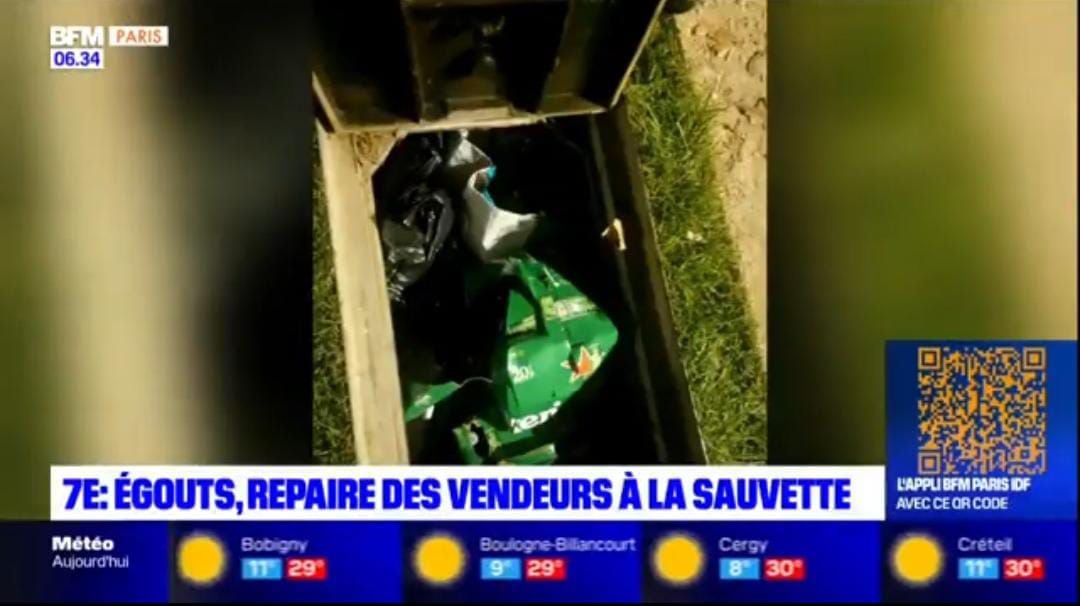 Así informaron los medios de comunicación de París sobre el descubrimiento de que los vendedores ambulantes guardan la comida en alcantarillas.
