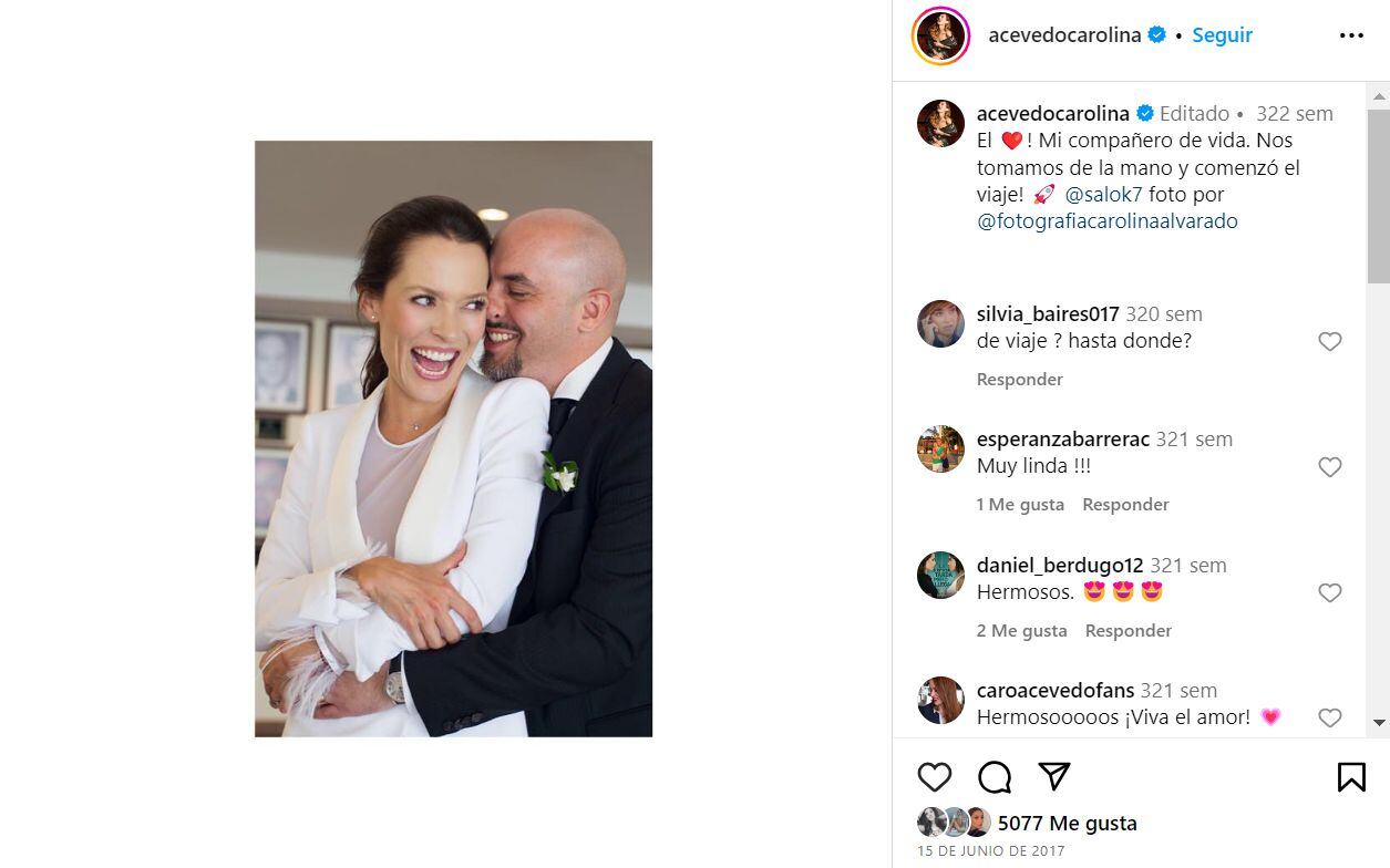 Carolina Acevedo y Salomón Korn cuando se casaron en el 2017. Solo 9 meses después, se separaron.