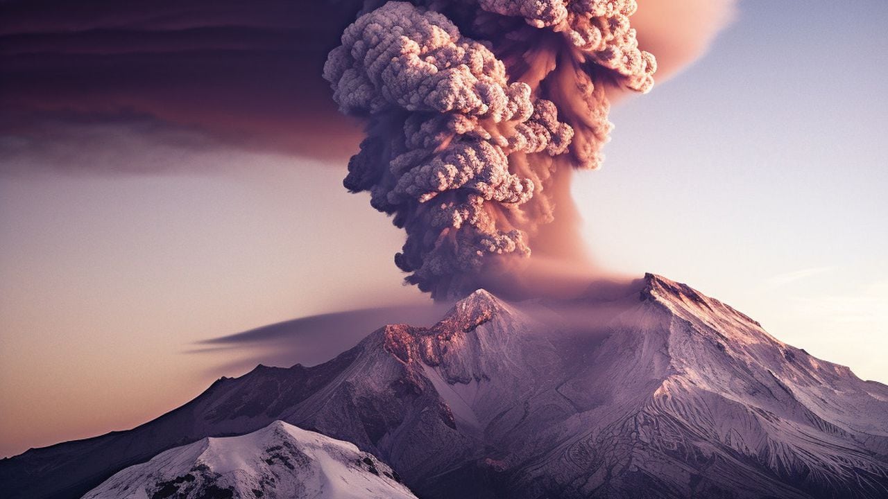 Las impactantes imágenes de lo que podría pasar en caso de que explote el volcán del Nevado del Ruiz, según la IA. Fotos de: Robby Bienestar,  inteligencia artificial. Pulzo.