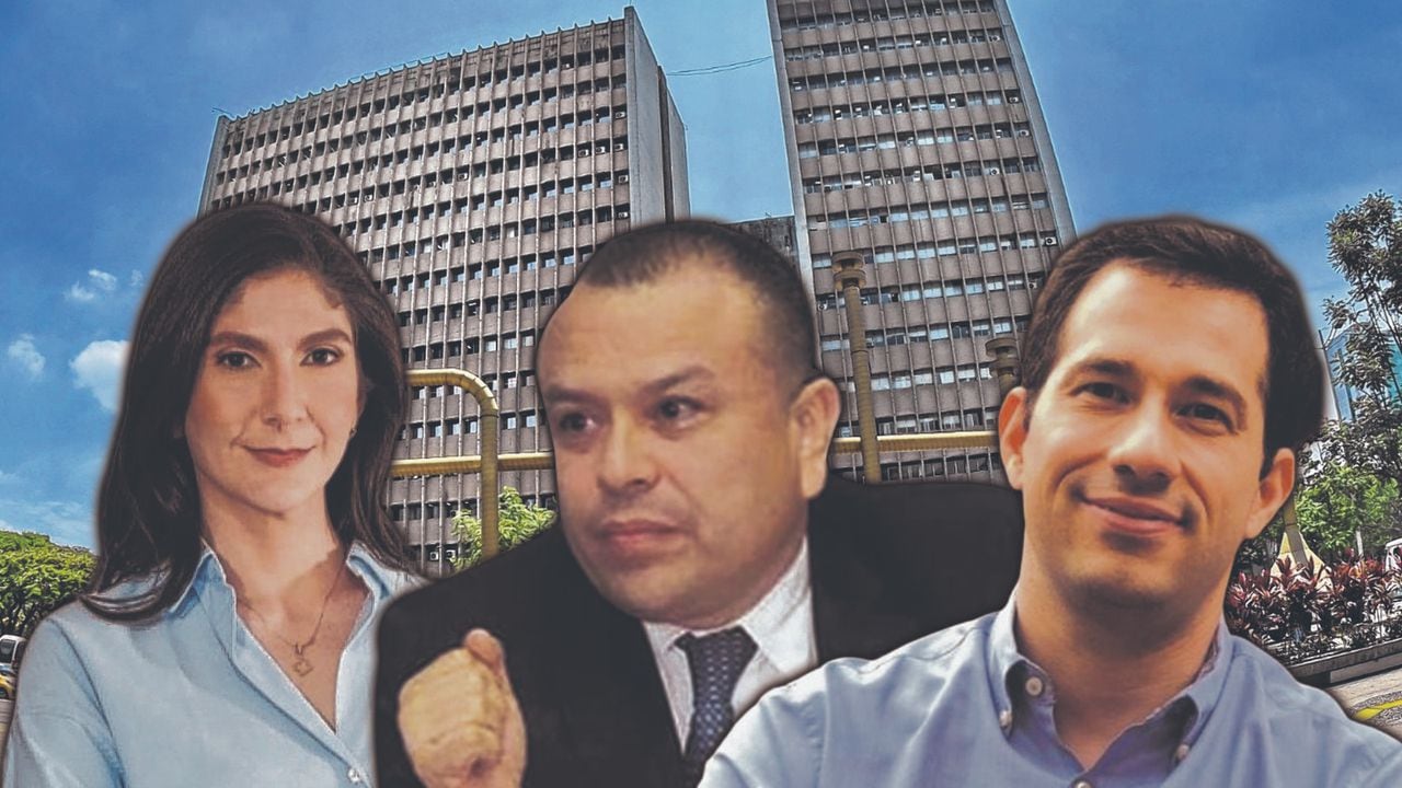 Equipo asesor Alejandro Eder, alcalde de Cali: Juanita Cataño,Milton Castrillón, Juan Fernando Reyes Kuri.