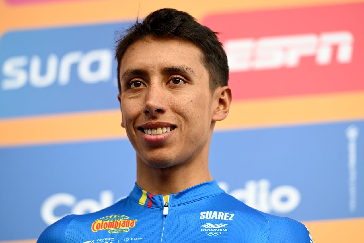 TUNJA, COLOMBIA - FEBRUARY 04: Egan Bernal of Colombia and Team Colombia during the 4th Tour Colombia 2024 - Team Presentation on February 04, 2024 in Tunja, Colombia. (Photo by Maximiliano Blanco/Getty Images)