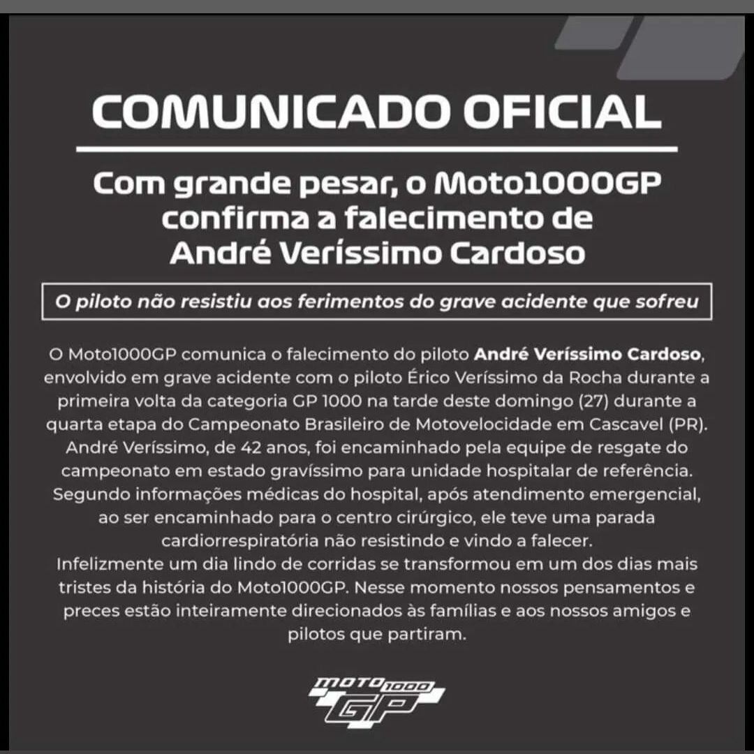 Comunicado de la Moto 100 GP tras la muerte de dos corredores