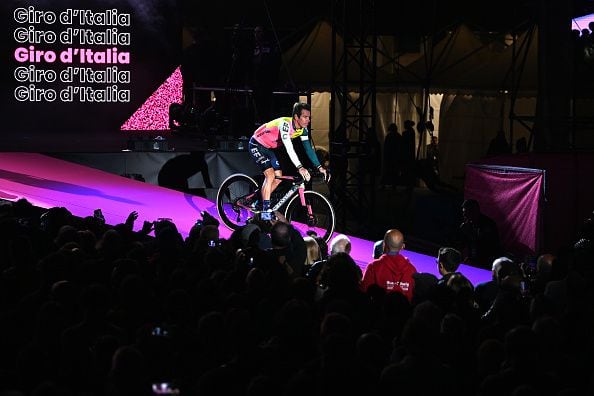 PESCARA, ITALY - MAY 04: Rigoberto Urán of Colombia and Team EF Education-EasyPost during the 106th Giro d'Italia 2023, Team Presentation at the Piazza della Rinascita (Piazza Salotto) / #UCIWT / on May 04, 2023 in Pescara, Italy. (Photo by Tim de Waele/Getty Images)