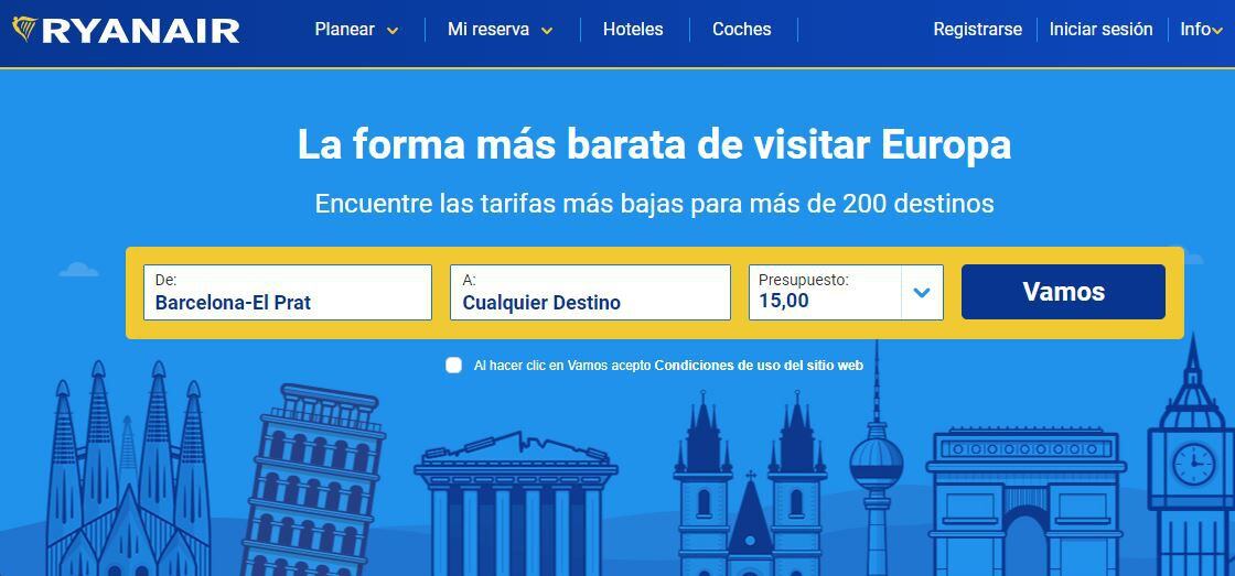 Esta página permite consultar vuelos en Europa por el valor de 50.000 pesos colombianos.