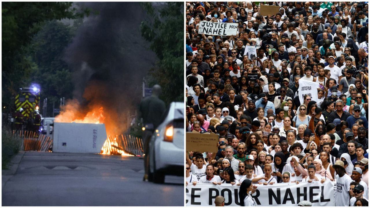 Protestas y disturbios tras la muerte de un adolescente, a manos de la Policía, en un suburbio de París.