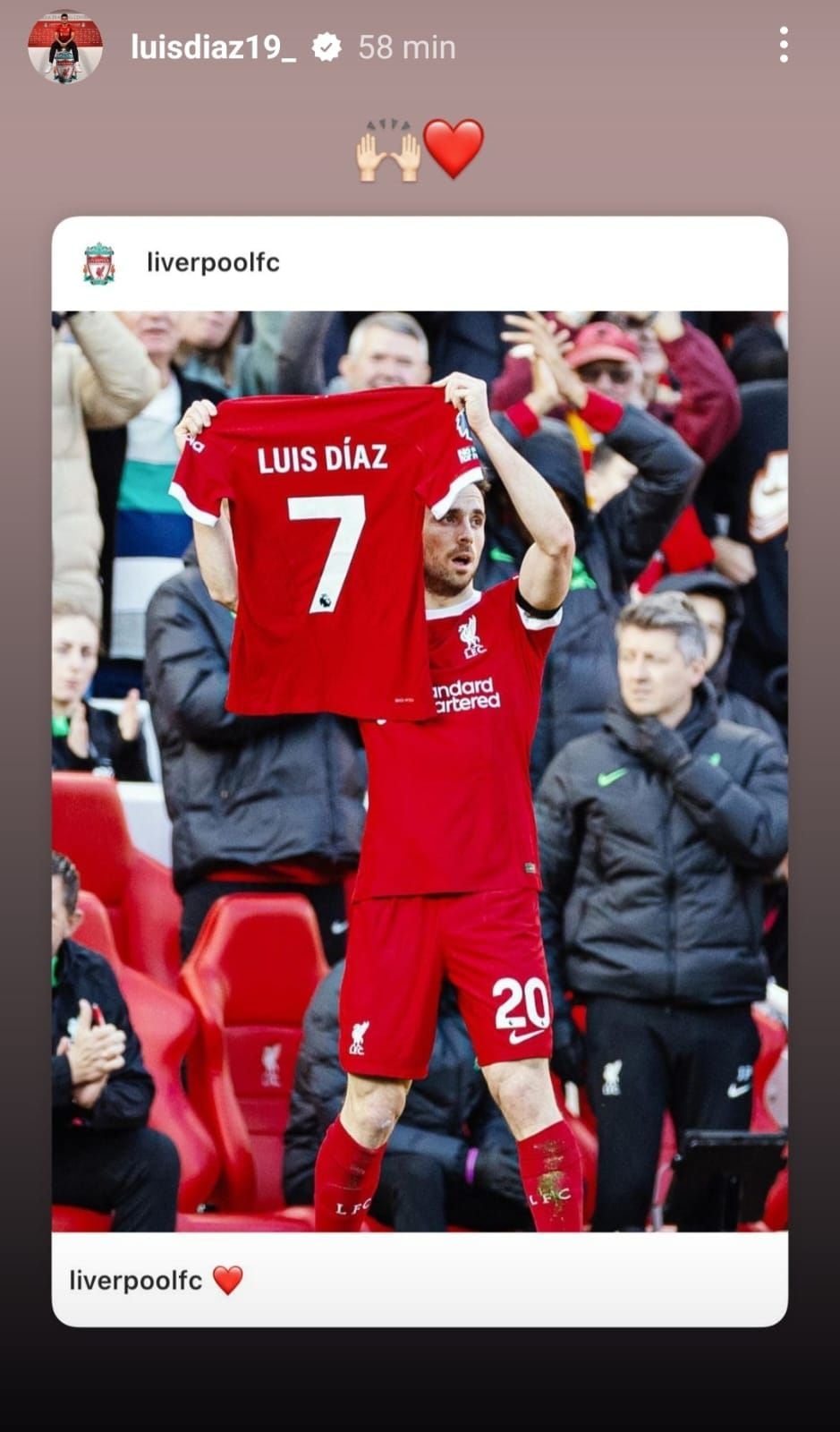 Luis Díaz destacó el gesto de Diogo Jota en el partido ante Nottingham Forest.