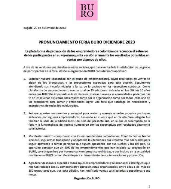 Comunicado Feria Buró diciembre 2023