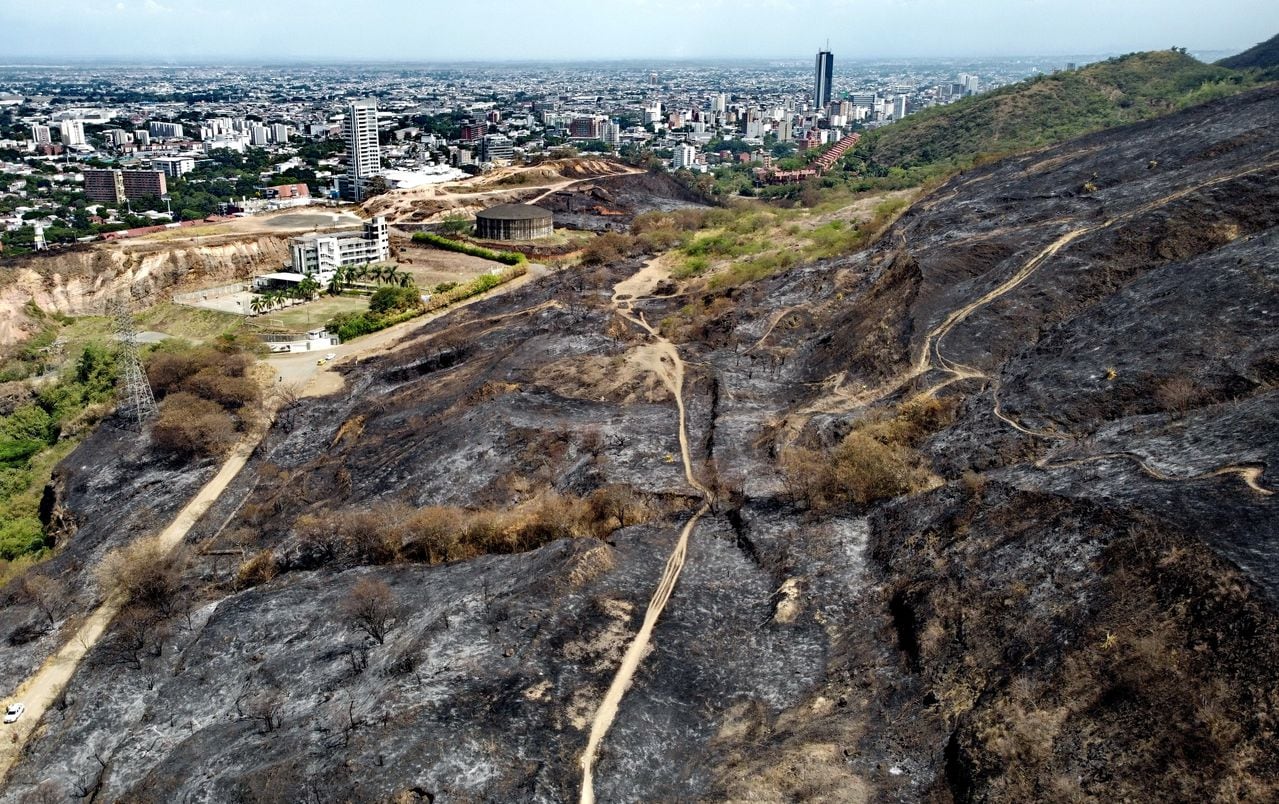 Auotridades en alerta máxima para que no invadan los cerros de Menga tras los voraces incendios del viernes pasado. fotos Raúl Palacios.