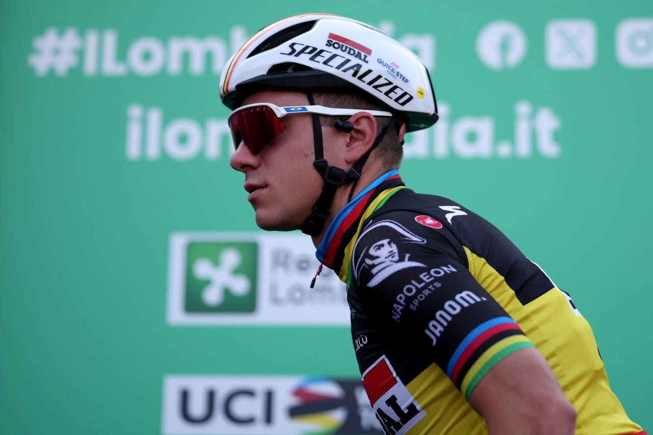 Remco Evenepoel previo a la salida del Giro de Lombardia 2023