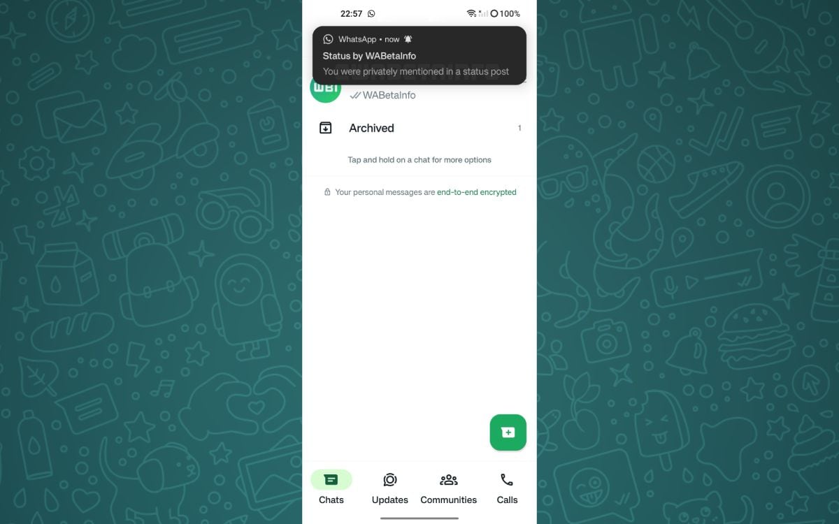 WhatsApp lanzará notificaciones cuando un usuario sea mencionado en un estado de la app.