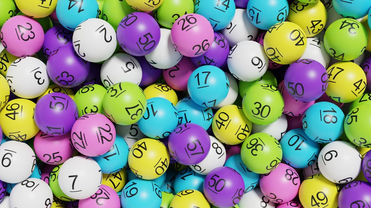 Assorted lottery balls filling the frame