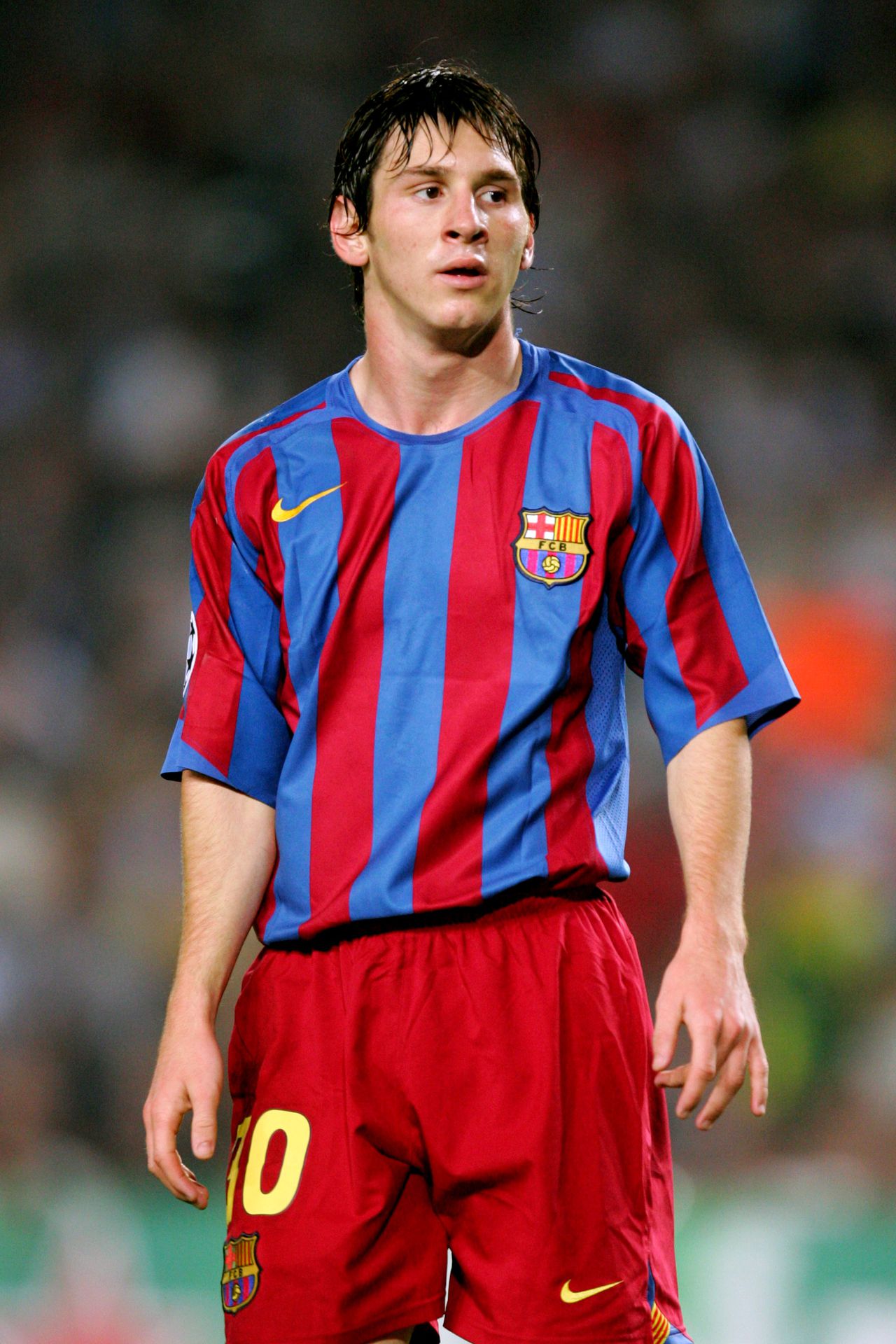 Messi en sus inicios con el F.C. Barcelona a nivel profesional (2005).