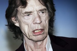 El cantante británico Mick Jagger, coproductor de la película "Get On Up", posa durante la presentación de la misma en el 40 Festival de Cine Americano de Deauville en 2014.