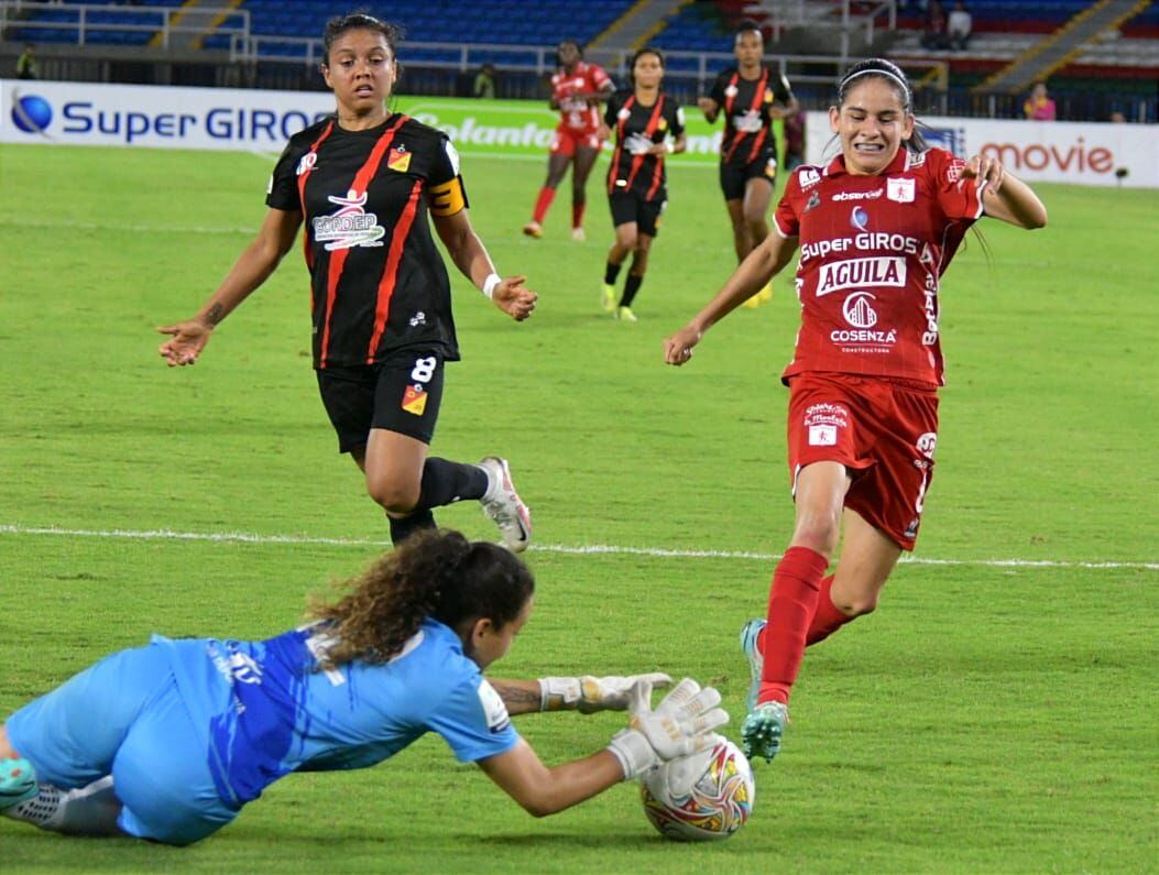 Imagen del partido entre América de Cali y Deportivo Pereira por el juego de vuelta de las semifinales de Liga Femenina 2023.