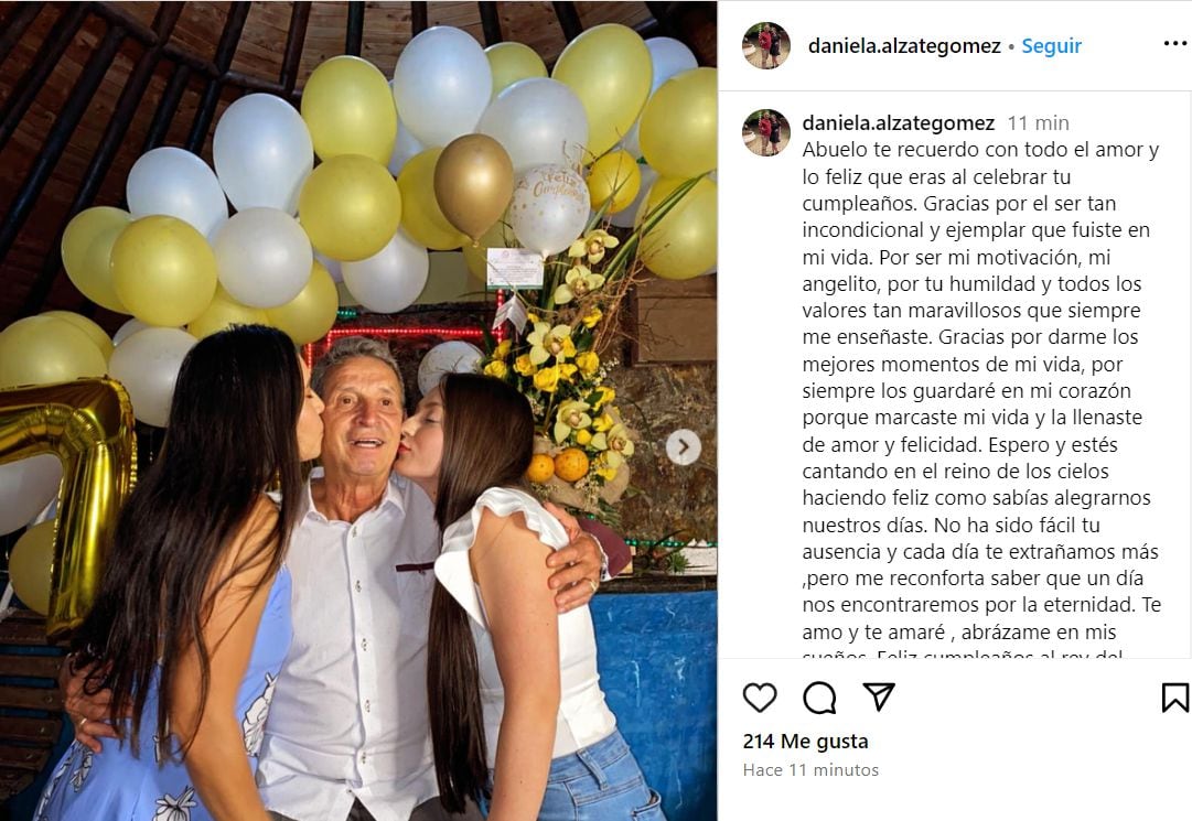 Daniela, nieta de Darío Gómez, compartió sentido mensaje por el cumpleaños de su abuelo, quien falleció hace dos años.