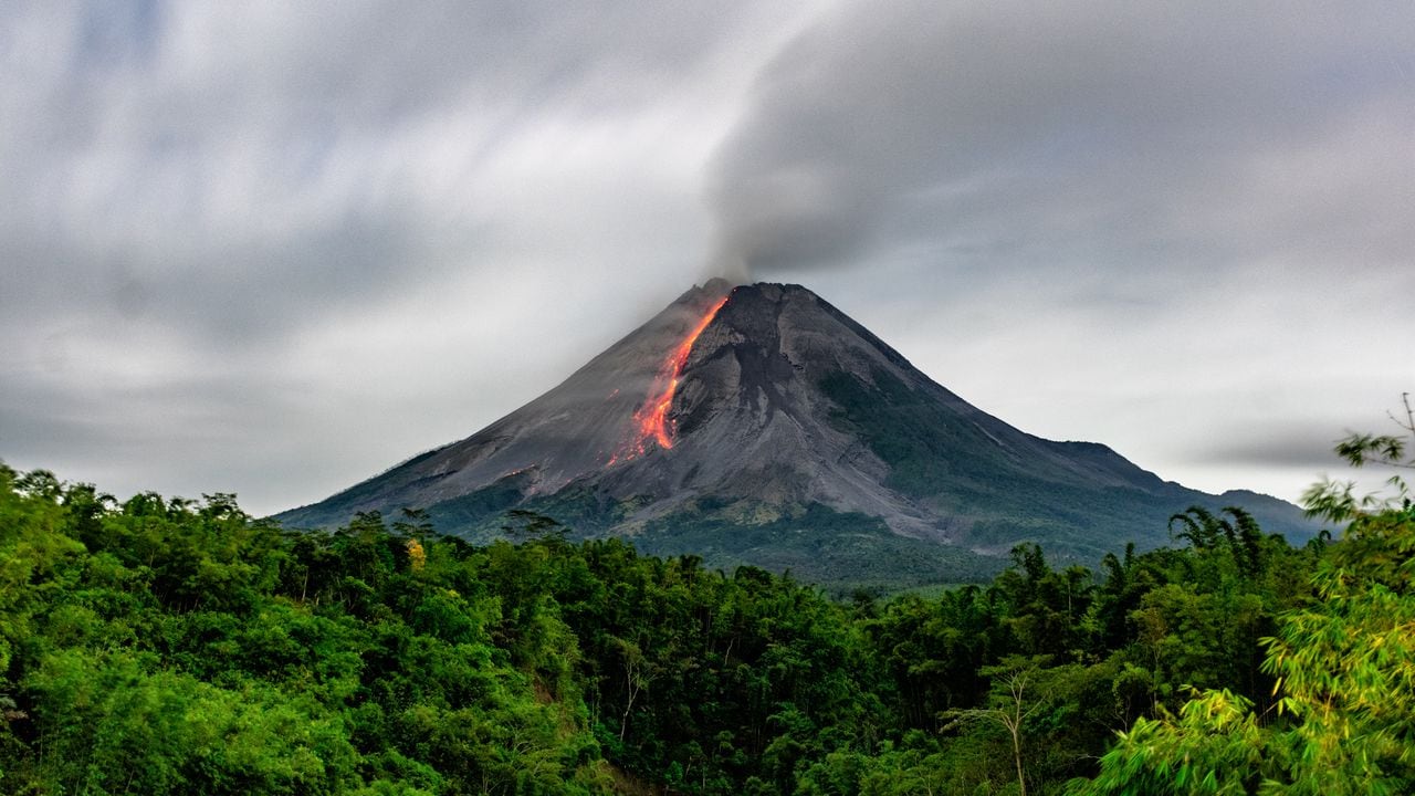Lava flow from Merapi Volcano, Indonesia