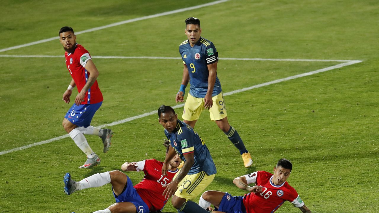 Imágenes del último partido entre Chile y Colombia, en Santiago, por eliminatorias. Fue por la segunda jornada a Catar 2022 el 13 de octubre de 2020