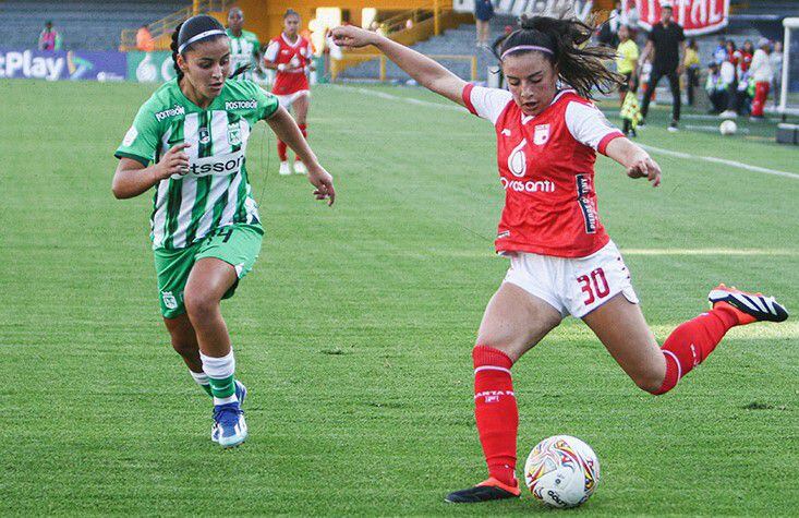 Imagen del partido entre Independiente Santa Fe y Atlético Nacional por la fecha 2 de la Liga Femenina.