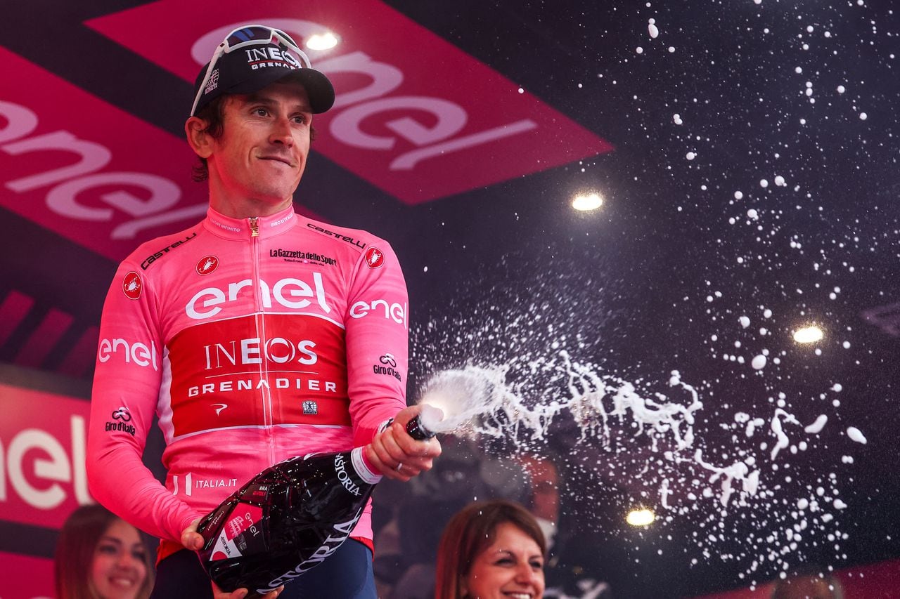 Imagen de Geraint Thomas tras la etapa 12 del Giro de Italia 2023.