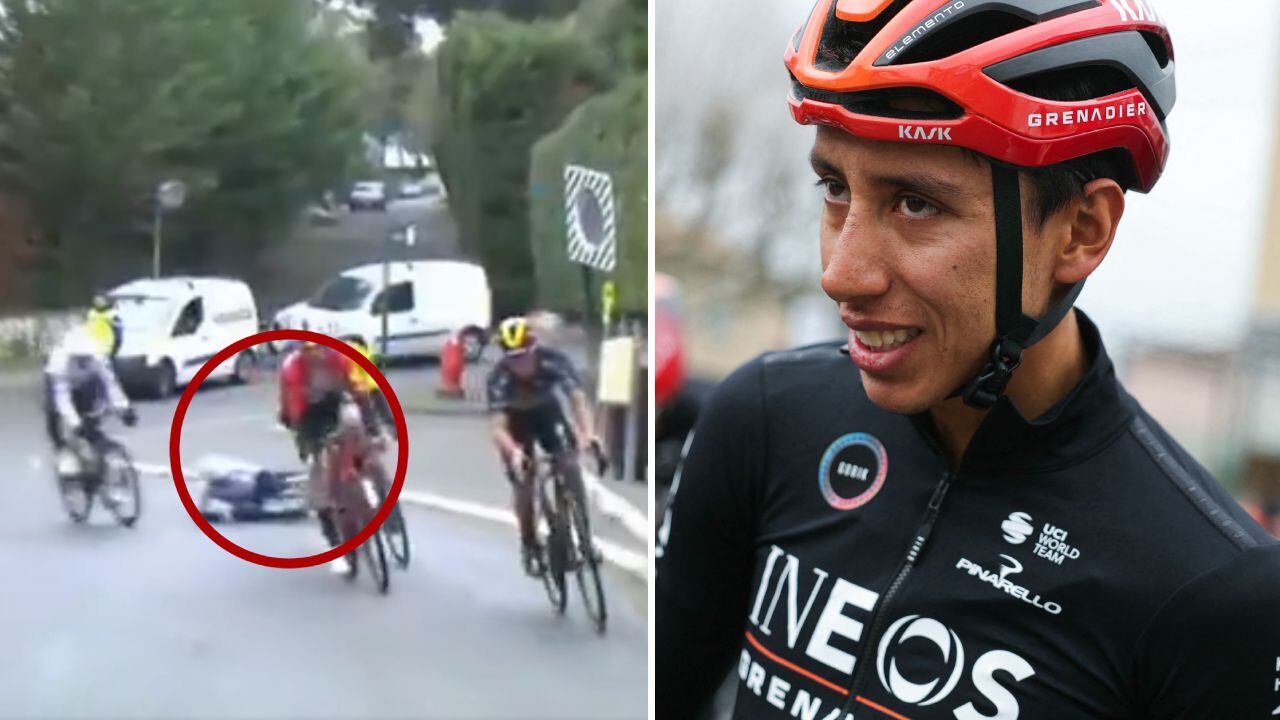 Santiago Buitrago se cayó en el kilómetro 28, cuando iba en el mismo grupo de Egan Bernal