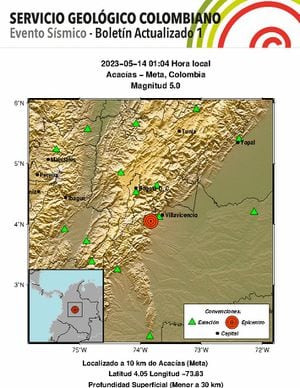 Temblor en Colombia 14 de mayo.