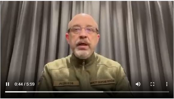 el ministro de Defensa de Ucrania, Oleksiy Reznikov - / Video oficial Ministerio de Defensa de Ucrania