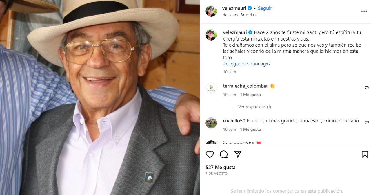 El presentador Mauricio Vélez recordó a su papá en su segundo aniversario de su fallecimiento.