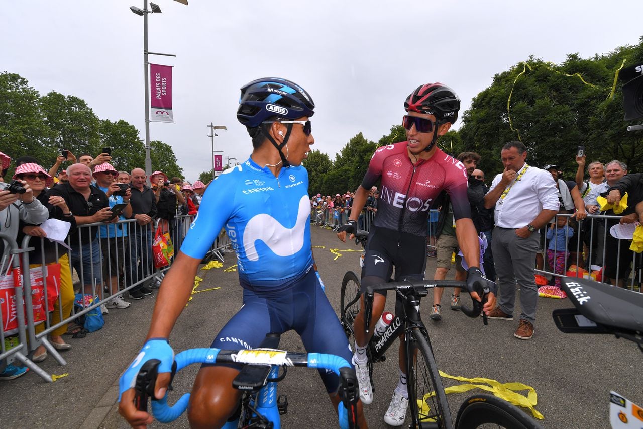 Egan Bernal y Nairo Quintana en el Tour de Francia del año 2019.