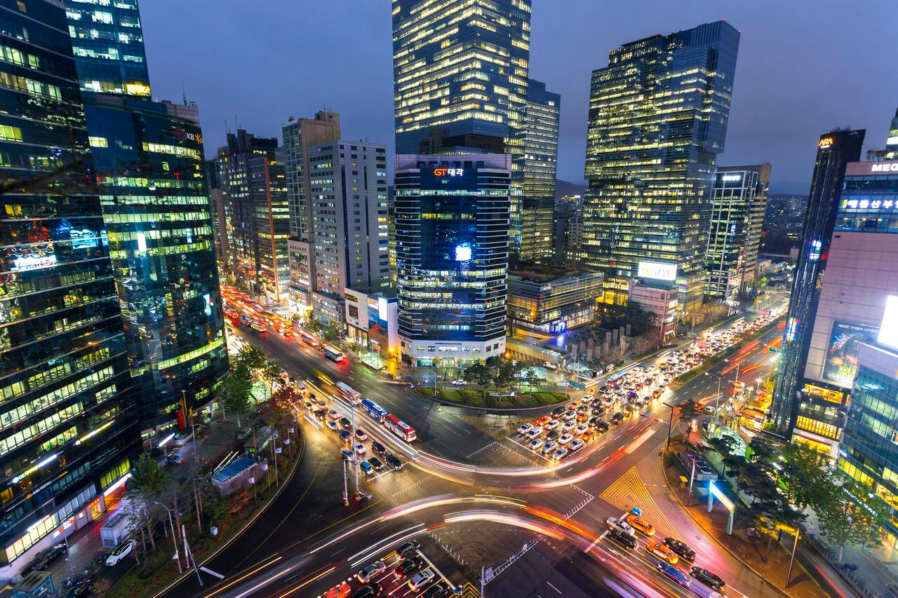 Gangnam District at Dusk, Seoul, South Korea