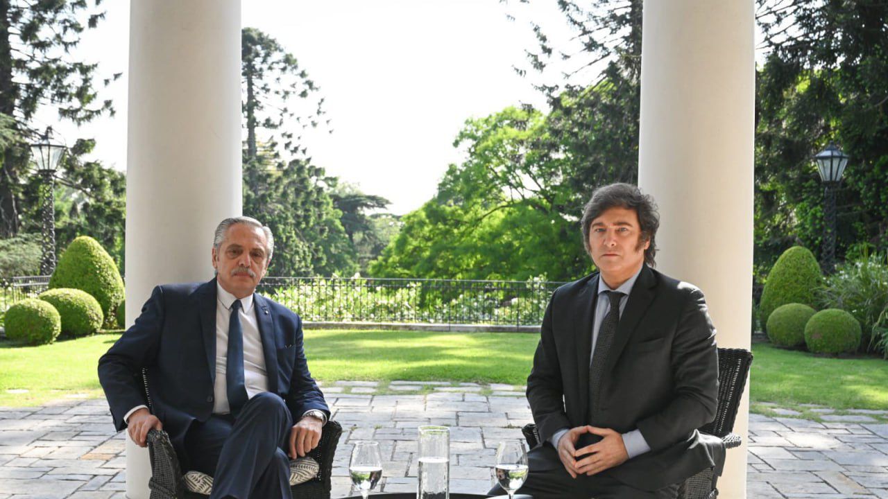 Milei con el presidente Alberto Fernández