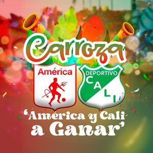 Carroza 'América y Cali a ganar' en la Feria de Cali