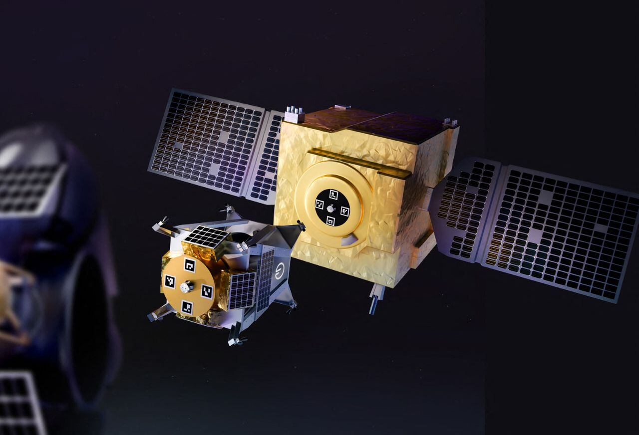 La compañía estadounidense Orbit Fab tiene como objetivo producir  "gasolineras" en el espacio. Esta imagen muestra la representación de una estación de servicio espacial.