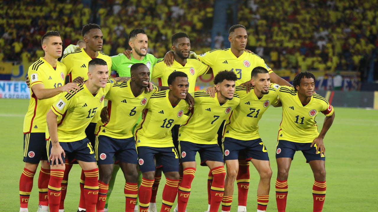 Selección Colombia previo a un partido en el Metropolitano de Barranquilla.