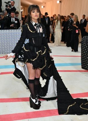 US actress Jenna Ortega arrives for the 2023 Met Gala at the Metropolitan Museum of Art on May 1, 2023, in New York. - The Gala raises money for the Metropolitan Museum of Art's Costume Institute. The Gala's 2023 theme is �Karl Lagerfeld: A Line of Beauty.� (Photo by ANGELA WEISS / AFP)