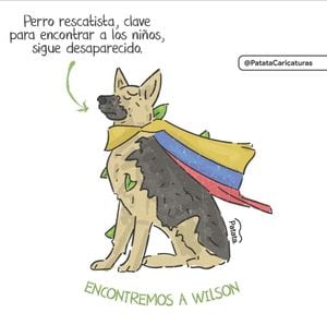 El caricaturista Patata hace un homenaje de Wilson y se suma a la petición para encontrar al valiente perro.