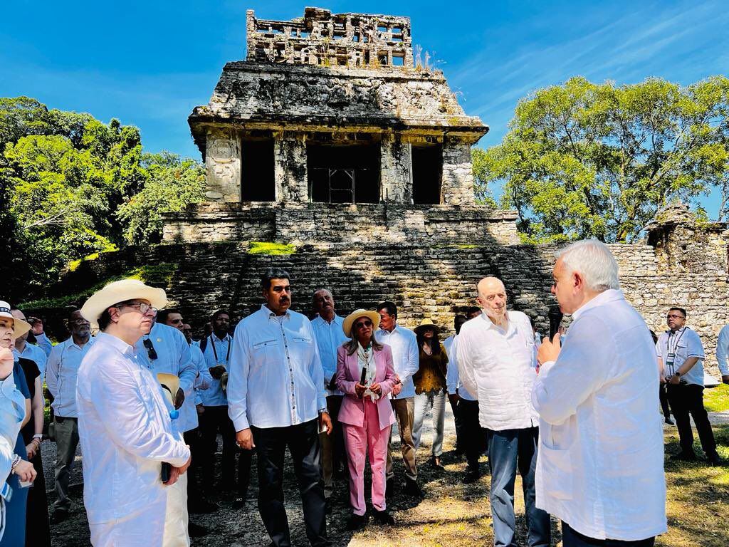 Los presidentes, ministros y cancilleres invitados recorrieron la zona de Palenque en Chiapas, México.