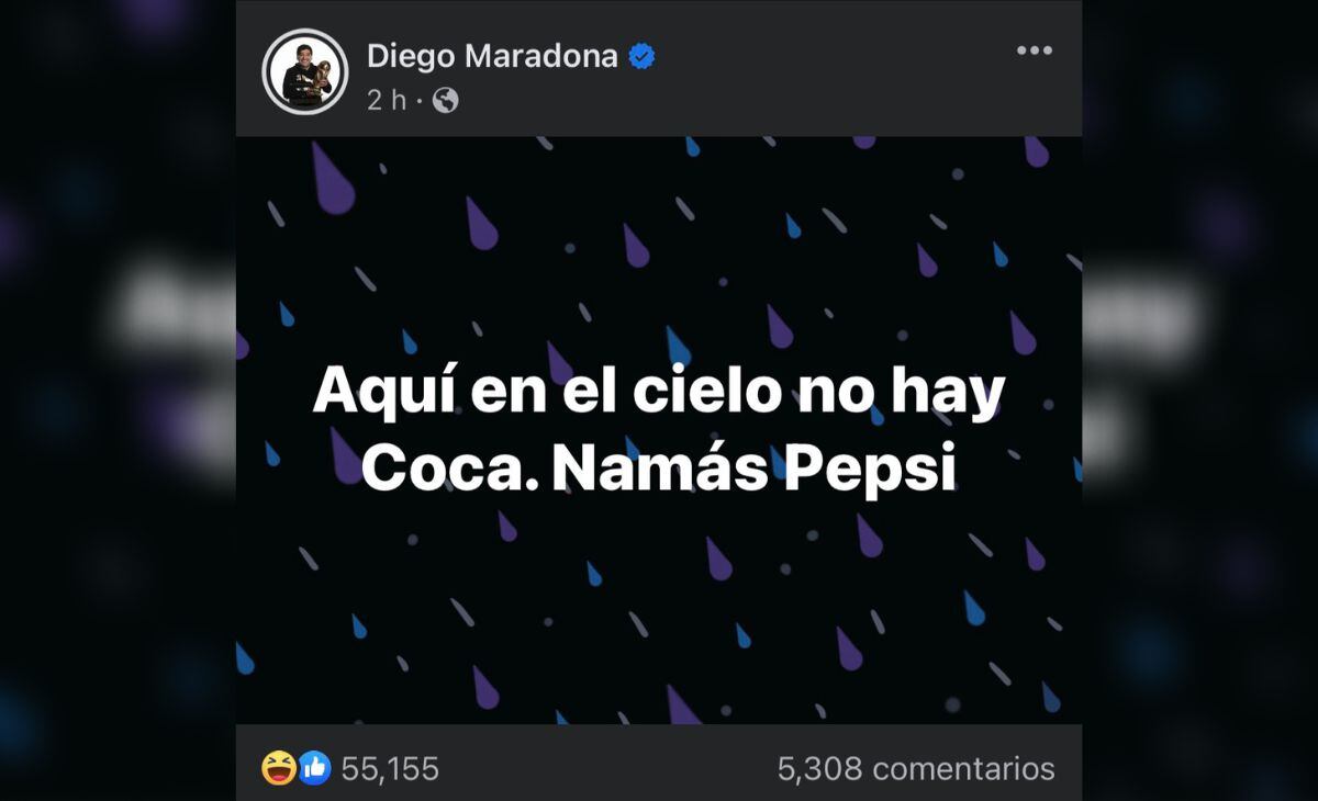 Uno de los mensajes por parte de la cuenta hackeada de Diego Maradona.