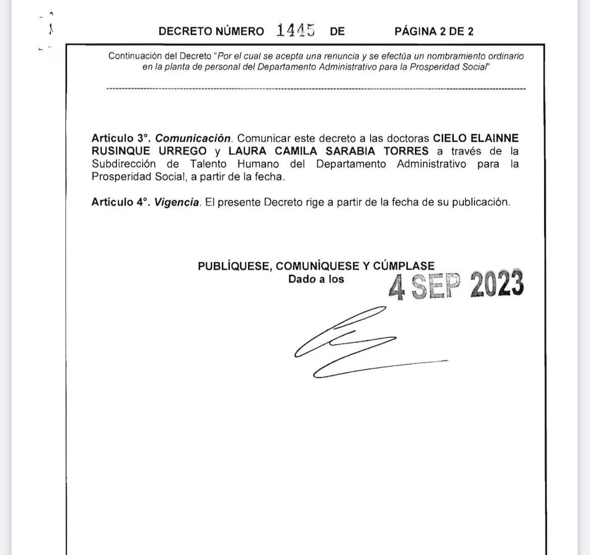Este es el documento que firmó el Presidente Petro.