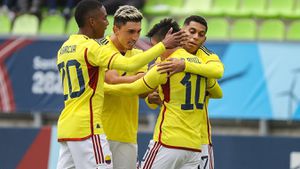 Imagen del partido entre Colombia y Honduras por la fecha 1 del grupo B de los Juegos Panamericanos de Santiago 2023.