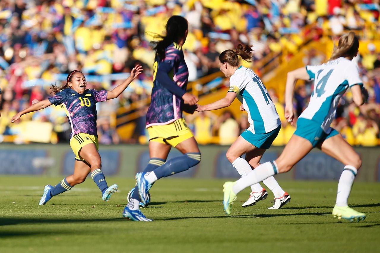 Bogotá. Diciembre 2 2023. La Selección Colombiana de fútbol femenino enfrenta a Nueva Zelanda en su penúltimo partido amistoso del año en el estadio Nemesio Camacho El Campin.