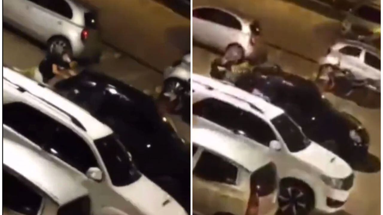 Delincuentes casi desocupan carro en un parqueadero en Cali y hubo  fuerte intercambio de disparos entre vigilantes y ladrones.