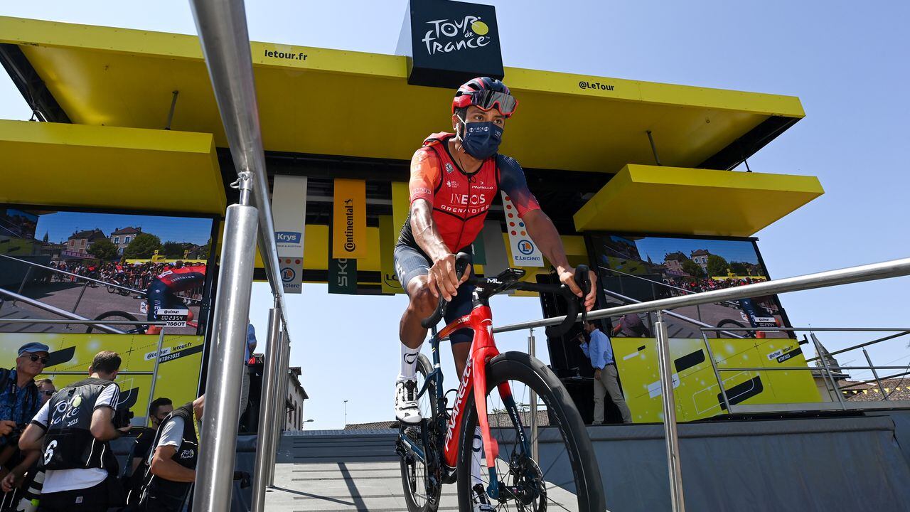 SAINT-LÉONARD-DE-NOBLAT, FRANCE - JULY 09: Egan Bernal of Colombia and Team INEOS Grenadiers prior to the stage nine of the 110th Tour de France 2023 a 182.4km stage from Saint-Léonard-de-Noblat to Puy de Dôme 1412m / #UCIWT / on July 09, 2023 in Saint-Léonard-de-Noblat, France. (Photo by Tim de Waele/Getty Images)