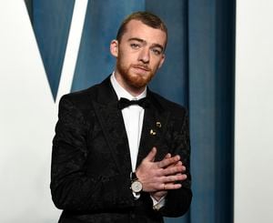 FILE - Angus Cloud arrives at the Vanity Fair Oscar Party on March 27, 2022, in Beverly Hills, Calif. Cloud, the actor who starred as the drug dealer Fezco "Fez" O'Neill on the HBO series "Euphoria," died of an overdose of cocaine, fentanyl and other substances, a Northern California coroner's office said Thursday. He died July 31 at his family home in Oakland, Calif. He was 25. (Photo by Evan Agostini/Invision/AP, File)