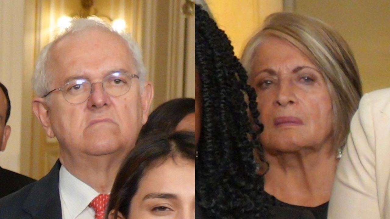 Los rostros de Cecilia López y José Antonio Ocampo en la alocución.