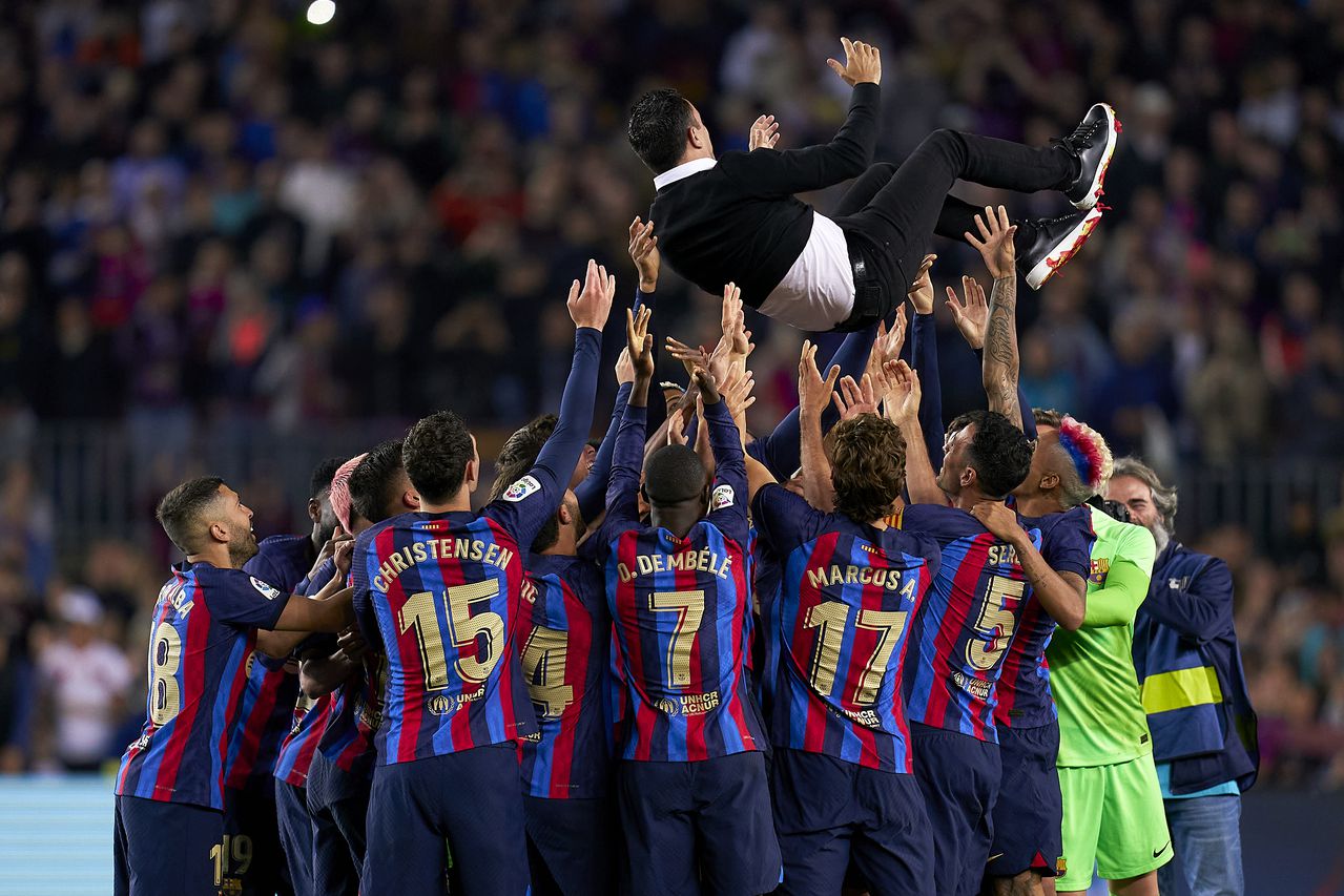 Jugadores del Barcelona celebrando el título de LaLiga de España.