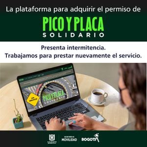 Página web para solicitar el permiso de Pico y Placa Solidario en Bogotá, presenta intermitencia.