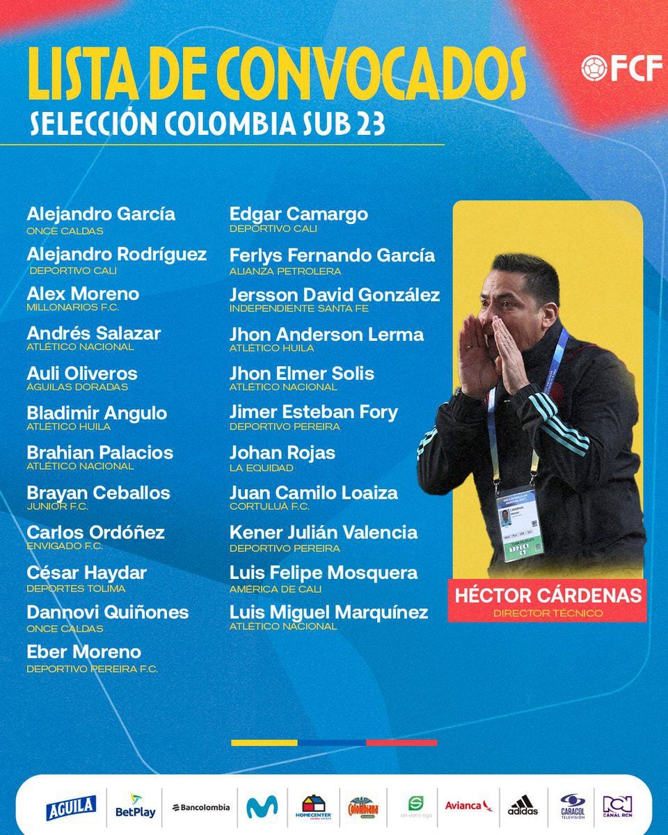Estos son los convocados del microciclo de la Selección Colombia Sub-23.