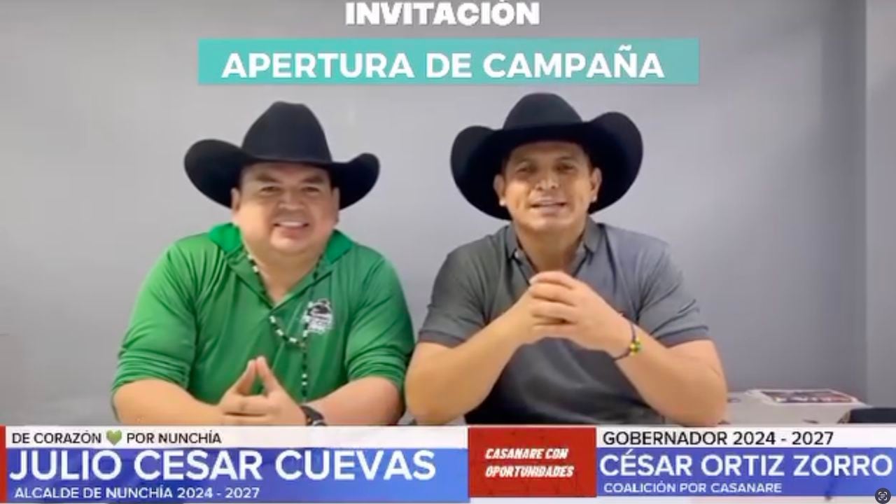 Julio César Cuevas, candidato a la Alcaldía de Nunchía, y César Ortiz Zorro, candidato a la Gobernación del Casanare.